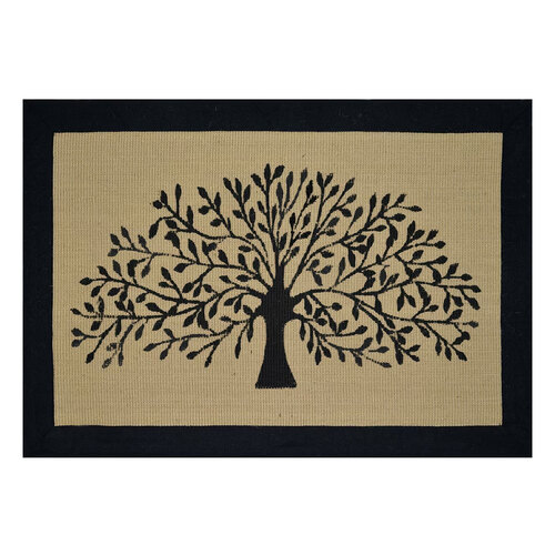 Solemate Jute Tree Black Brdr 60x90 Outdoor Doormat