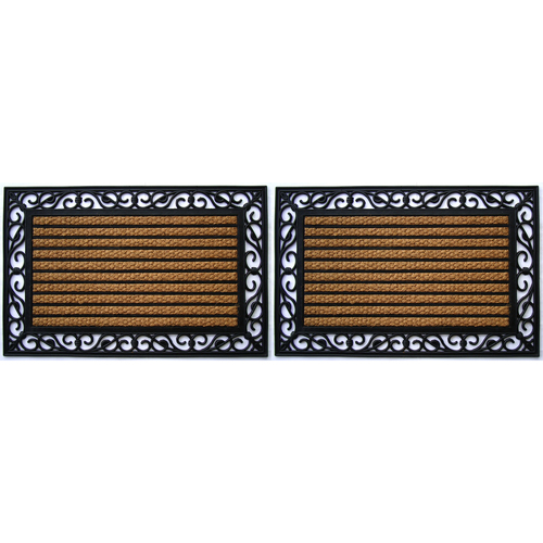 2PK Solemate Rubber-Coir Yarn Stripe 45x75cm Outdoor Doormat 