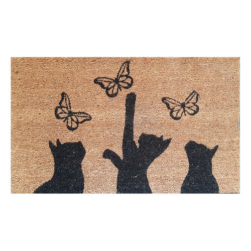Solemate Latex Kitten Butterfly Mat 45x75cm Pets Black