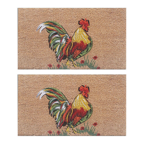 2PK Solemate PVC-Coir Nat Rooster 45x75cm Outdoor Doormat