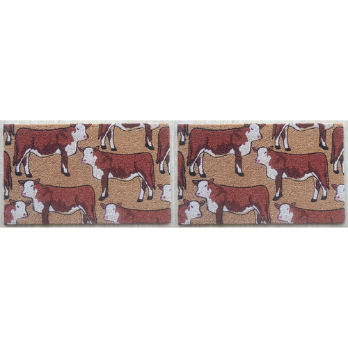 2PK Solemate PVC-Coir Cow 45x75cm Outdoor Doormat Non-Slip