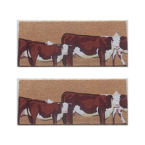 2PK Solemate PVC-Coir Cow 45x110cm Outdoor Doormat 