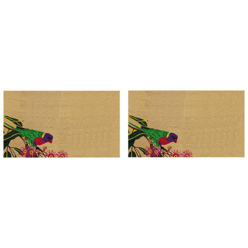 2PK Solemate PVC Backed Coconut Coir Lorikeet Bird Doormat 45x75cm
