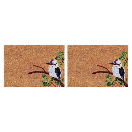 2PK Solemate PVC Backed Coconut Coir Kookaburra Doormat 45x75cm