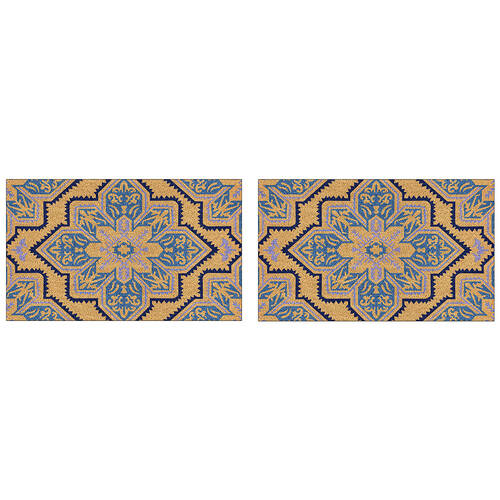 2PK Solemate PVC Backed Coconut Coir Blue Mosaic Doormat 45x75cm