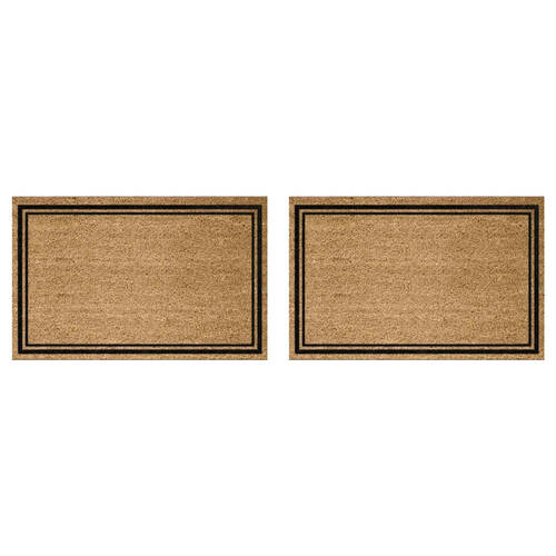 2PK Solemate PVC Backed Coconut Coir Thin Double Borders Doormat 45x75cm
