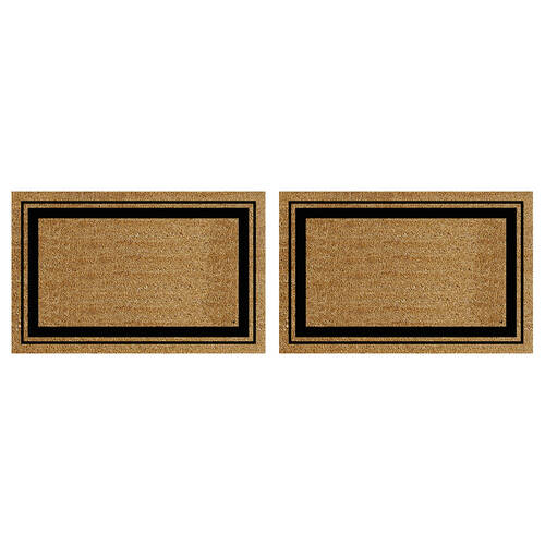 2PK Solemate PVC Backed Coconut Coir Fat Double Border Doormat 45x75cm