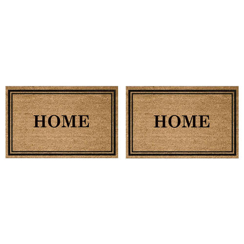 2PK Solemate PVC Backed Coconut Coir Home Text Doormat 45x75cm