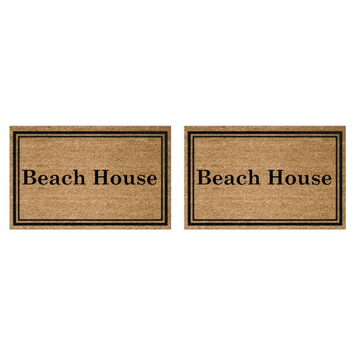 2PK Solemate PVC Backed Coconut Coir Beach House Text Doormat 45x75cm
