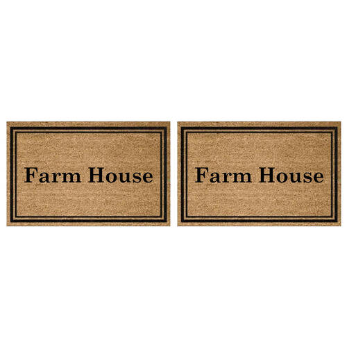 2PK Solemate PVC Backed Coconut Coir Farm House Text Doormat 45x75cm
