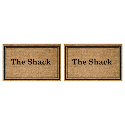 2PK Solemate PVC Backed Coconut Coir The Shack Text Doormat 45x75cm