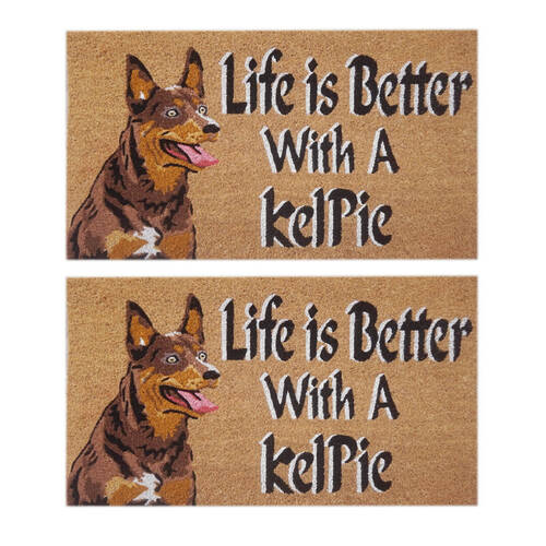 2PK Solemate Life is Better With A Kelpie Coil Backed Dog Lover Doormat 45x75cm