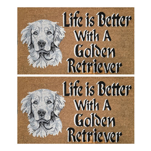 2PK Solemate Life is Better With A Golden Retriever Dog Coil Doormat 45x75cm