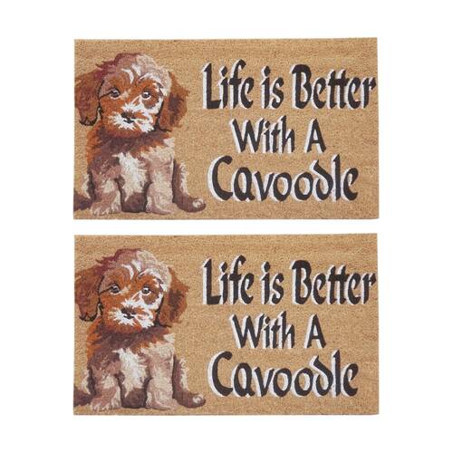 2PK Solemate Life is Better With A Cavoodle Coil Backed Dog Doormat 45x75cm