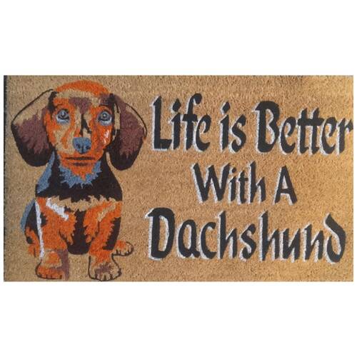 Solemate Life is Better With A Dachshund Sausage Dog Coil Backed Doormat 45x75cm
