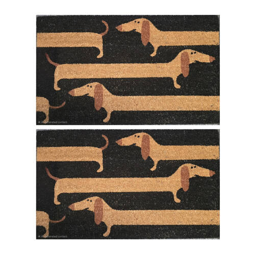 2PK Solemate Coir Backed Dachshunds Sausage Dog Lover Doormat 45x75cm