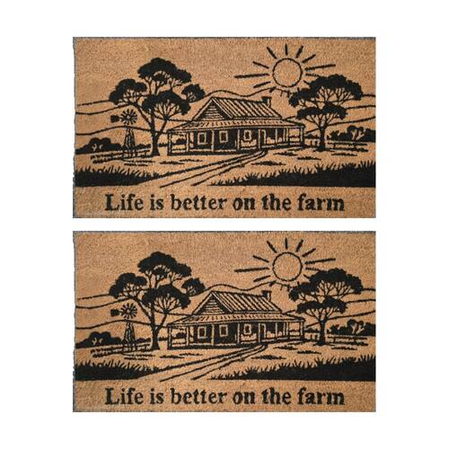 2PK Solemate Coir Back Life is Better On The Farm Country House Doormat 45x75cm