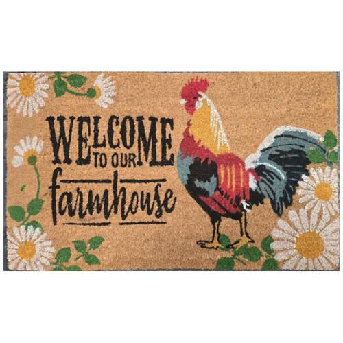 Solemate Coir Backed Welcome To Our Farmhouse Chicken Doormat 45x75cm