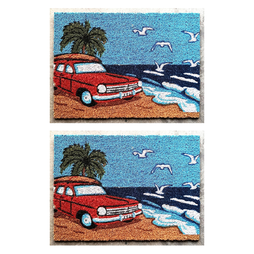 2PK Solemate Latex-Coir Red EH Surf 40x55cm Stylish Durable Front Doormat