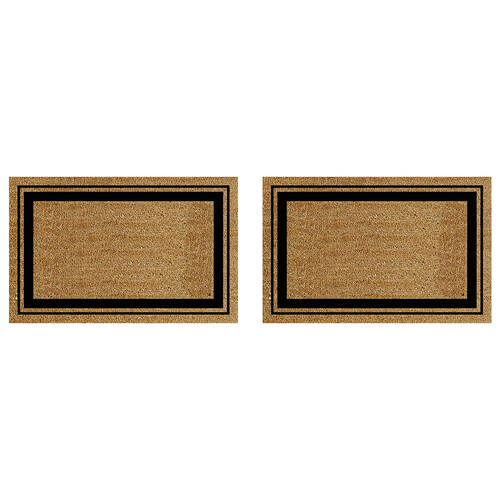 2PK Solemate PVC Backed Coconut Coir Fat Border Doormat 58x89cm