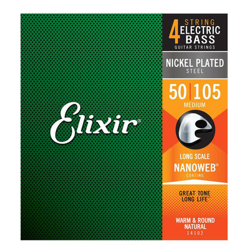 Elixir #14102 Bass 4 Strings Nanoweb Nickel Plated Steel 50-105 Medium
