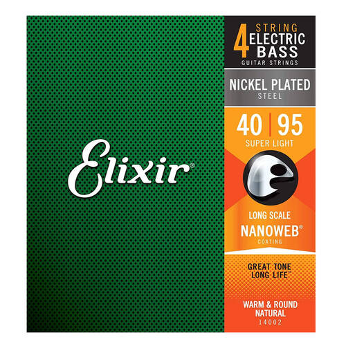 Elixir #14002 Bass Strings Nanoweb Nickel Plated Steel 40-95 Super Light