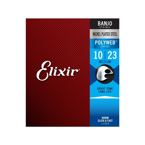 Elixir #11650 Banjo Stings Polyweb Nickel Plated Steel .010-.023 Medium