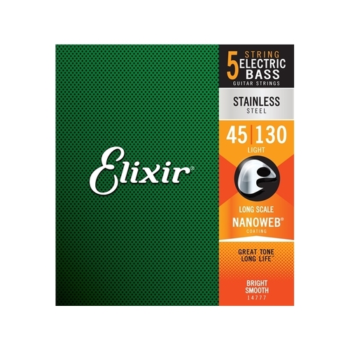 Elixir #14777 Bass Guitar 5 String Nanoweb Stainless Steel 45-130 Medium