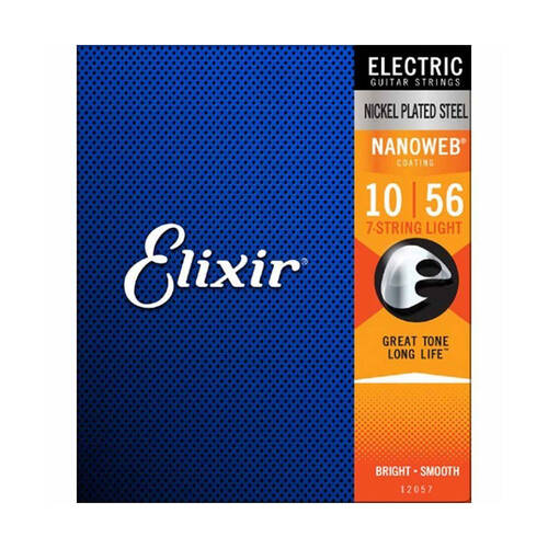 Elixir #12057 Electric 7 Strings Nano Nickel Plated Steel 10-56 Light