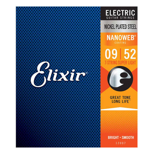 Elixir #12007 Electric Nanoweb 7 Strings Steel Super 9-52 Light