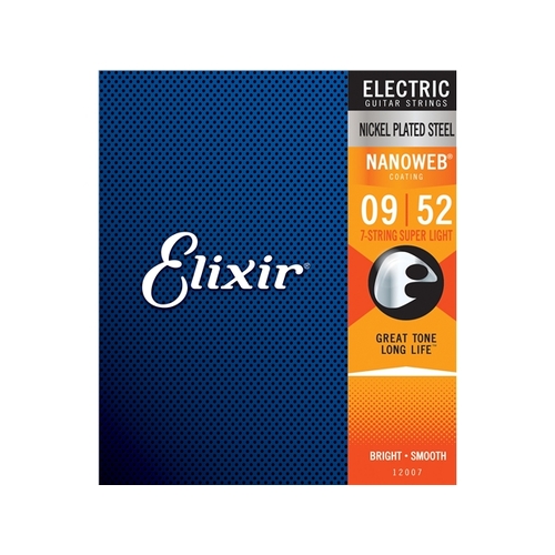 Elixir #12007 Electric Nanoweb 7 Strings Steel Super 9-52 Light