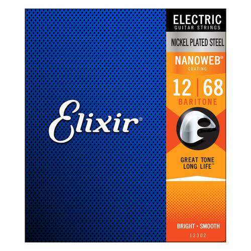 Elixir #12302 Electric Guitar Strings Nanoweb 12-68 Baritone