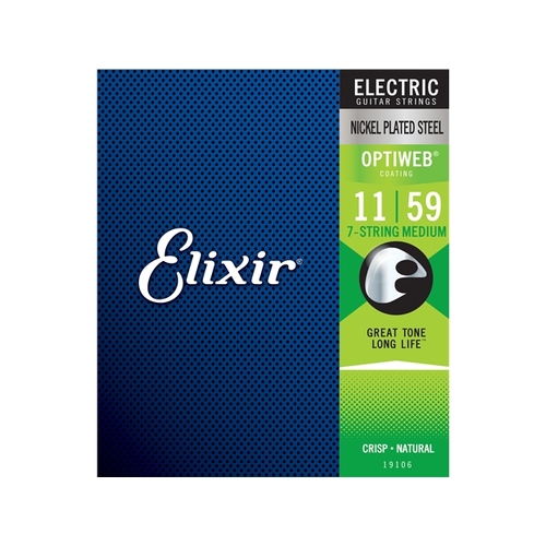 Elixir #19106 Electric Guitar 7 Strings Optiweb Steel 11-59 Medium
