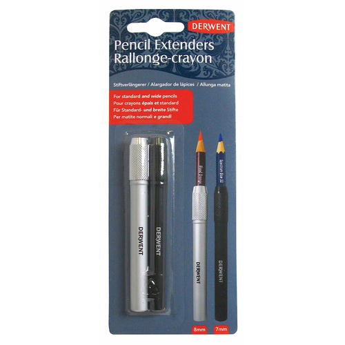 Derwent Pencil Extender For Derwent 7mm 8mm Pencil Black Silver 2pc