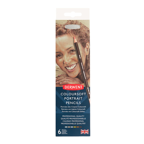 6PK Derwent Coloursoft Skintones Drawing/Colouring Pencil Tin