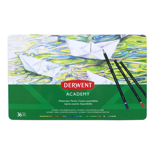 Derwent Academy Art Craft Hexagonal Watercolour Pencil Tin 36pc
