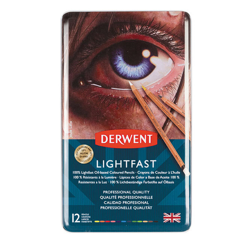 12PK Derwent Lightfast Drawing/Colouring Oil-Based Coloured Pencil w/ Tin