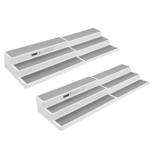 2PK Boxsweden Grip 3-Tier 66.5cm Extendable Shelf Kitchen/Pantry Organiser Asst