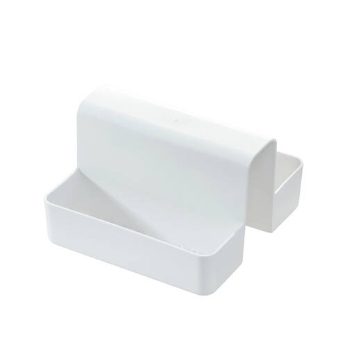 iDesign Classic Plastic Sink Saddle w/ 2-Compartments - White