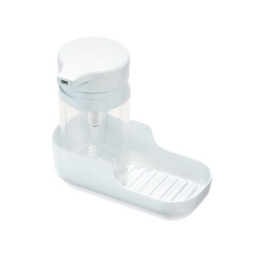 2pc iDesign Classic Plastic Soap Pump & Tray Kitchen Caddy 17.5cm - White