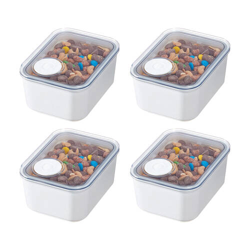 4PK iDesign Crisp Plastic Pouring Food Canister w/ Airtight Lid White - Small