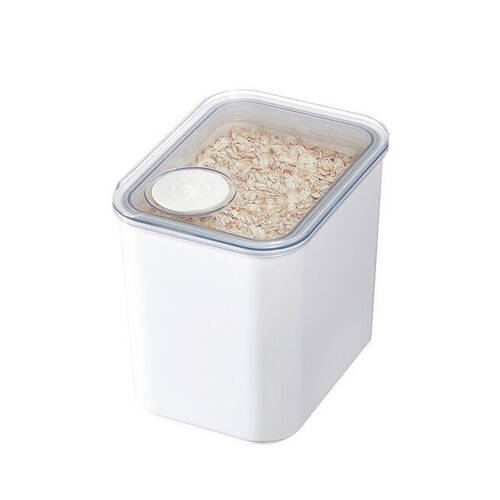 iDesign Crisp Plastic Pouring Food Canister w/ Airtight Lid White - Medium