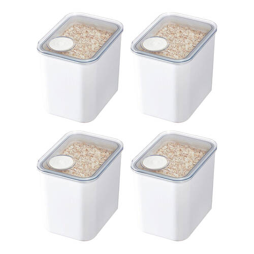 4PK iDesign Crisp Plastic Pouring Food Canister w/ Airtight Lid White - Medium
