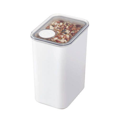 iDesign Crisp Plastic Pouring Food Canister w/ Airtight Lid White - Large