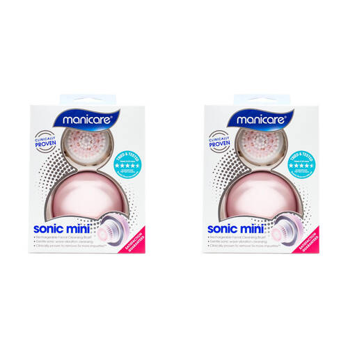 2PK Manicare Sonic Mini Rechargeable Facial Cleansing Brush - Pink