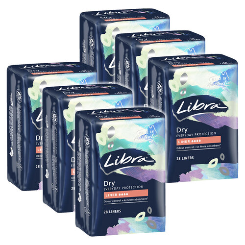 6x 28pc Libra Flex Dry Everyday Protection Liners