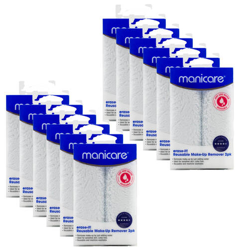 12x 2pc Manicare Erase It Reusable Makeup Remover Towels - White