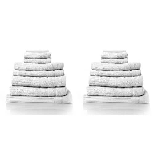 2x 8pc Royal Comfort Eden Egyptian Cotton Towel Pack - White