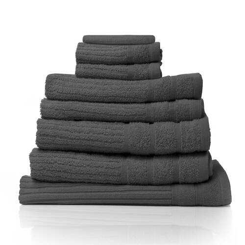 8pc Royal Comfort Eden Egyptian Cotton Towel Pack - Granite