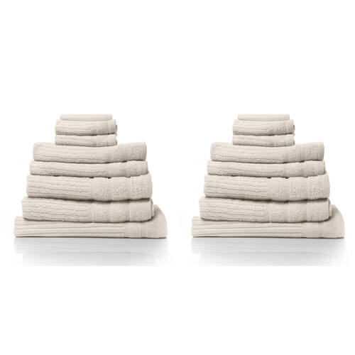 2x 8pc Royal Comfort Eden Egyptian Cotton Towel Pack - Beige